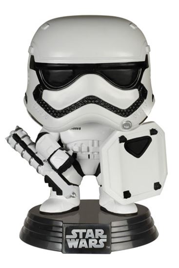 Foto de Star Wars Episode VII POP! Vinyl Cabezón First Order Stormtrooper with Shield 9 cm