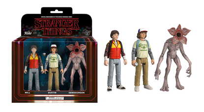 Imagen de Stranger Things ReAction Pack de 3 Figuras Dustin, Will & Demogorgon 14 cm