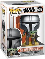 Picture of Star Wars The Mandalorian POP! TV Vinyl Figura Mandalorian Flying with the Child (Grogu) Jet Pack 9 cm