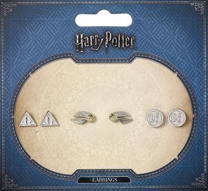 Picture of Set 3 pares pendientes - Reliquias de la Muerte, Snitch Dorada y Andén 9 3/4 - Harry Potter