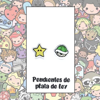 Picture of Pendientes Plata Estrella & Tortuga Super Mario Bros.