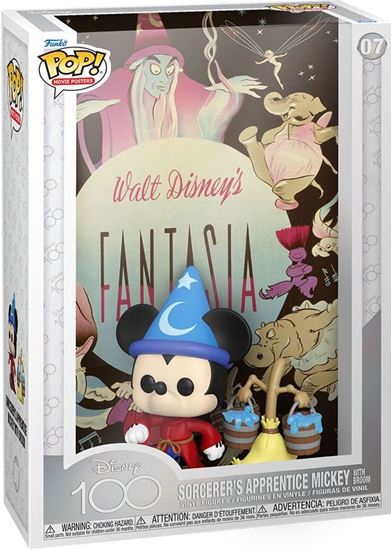 Picture of Disney's 100th Anniversary POP! Movie Poster & Figura Fantasia - Sorcerer's Apprentice Mickey With Broom 9 cm