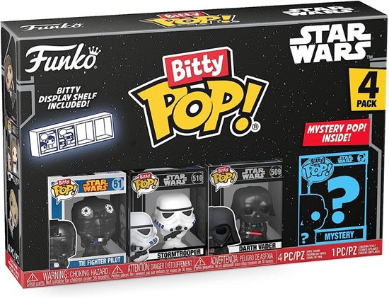 Foto de Star Wars Funko Bitty POP! Pack 4 Figuras The Fighter Pilot, Stormtrooper, Darth Vader + 1 Mystery 2,5 cm