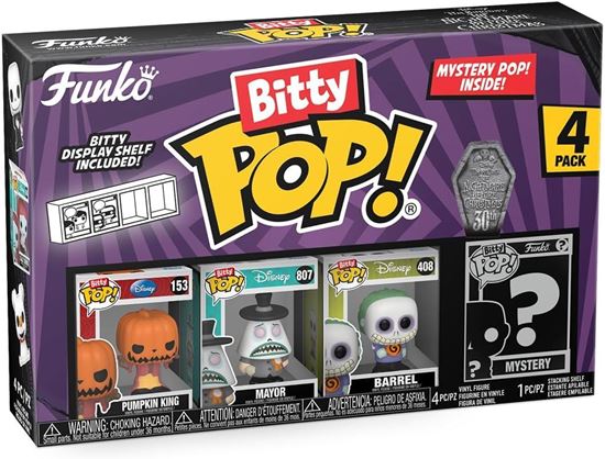 Foto de Pesadilla Antes de Navidad Funko Bitty POP! Pack 4 Figuras Pumpkin King, Mayor, Barrel + 1 Mystery 2,5 cm