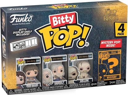 Imagen de El Señor de los Anillos Funko Bitty POP! Pack 4 Figuras Frodo Baggins, Gandalf, Gollum + 1 Mystery 2,5 cm