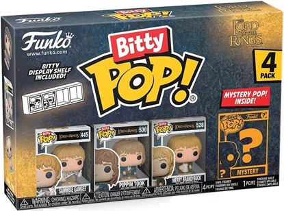 Imagen de El Señor de los Anillos Funko Bitty POP! Pack 4 Figuras Samwise Gamgee, Pippin Took, Merry Brandybuck + 1 Mystery 2,5 cm