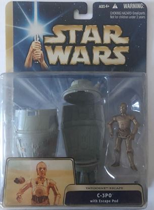 Imagen de FIGURA STAR WARS - A NEW HOPE - TATOOINE SCAPE - C-3PO WITH ESCAPE POD - HASBRO