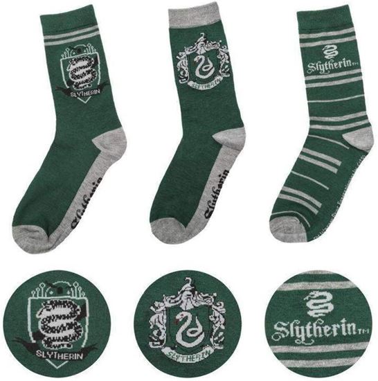 Foto de Set 3 Pares de Calcetines Slytherin Talla 35-45 - Harry Potter