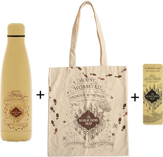 Foto de Set Botella Térmica Mapa Merodeador 500 ml + Bolsa Tela + Marcapáginas - Harry Potter