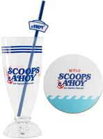 Foto de Copa de Cristal para Batidos + Pajita + Posavasos Scoops Ahoy - Stranger Things