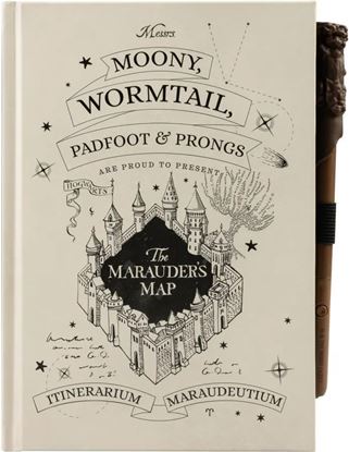 Imagen de Cuaderno A5 Mapa del Merodeador + Boli Varita Tinta Invisible - Harry Potter